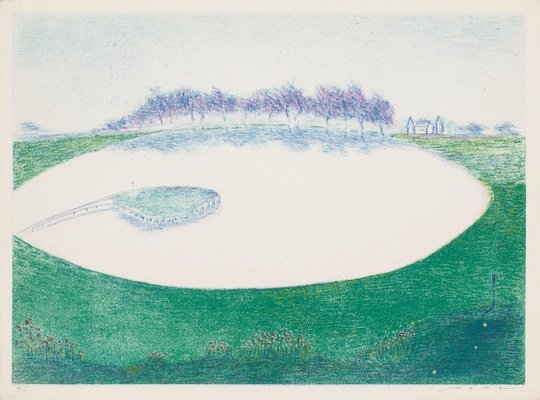 Lake in a Meadow, 20th Century, Original Lithograph-ZCI-799728