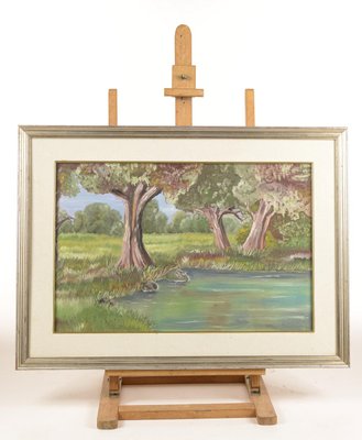 Lake Landscape, 1981, Oil on Canvas, Framed-RAQ-937110