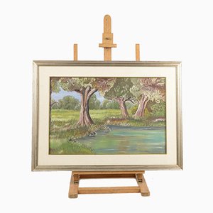 Lake Landscape, 1981, Oil on Canvas, Framed-RAQ-937110