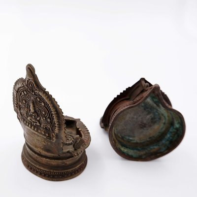 Lakshmi Oil Lamps in Bronze, India, Set of 2-NYF-2019200