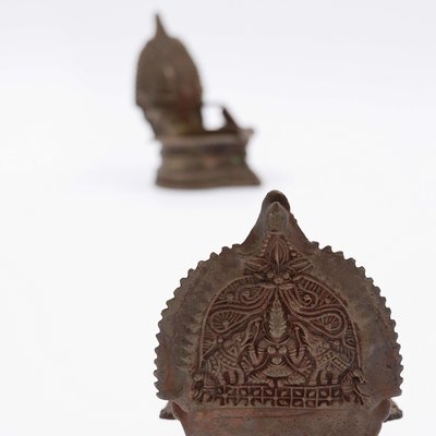 Lakshmi Oil Lamps in Bronze, India, Set of 2-NYF-2019200