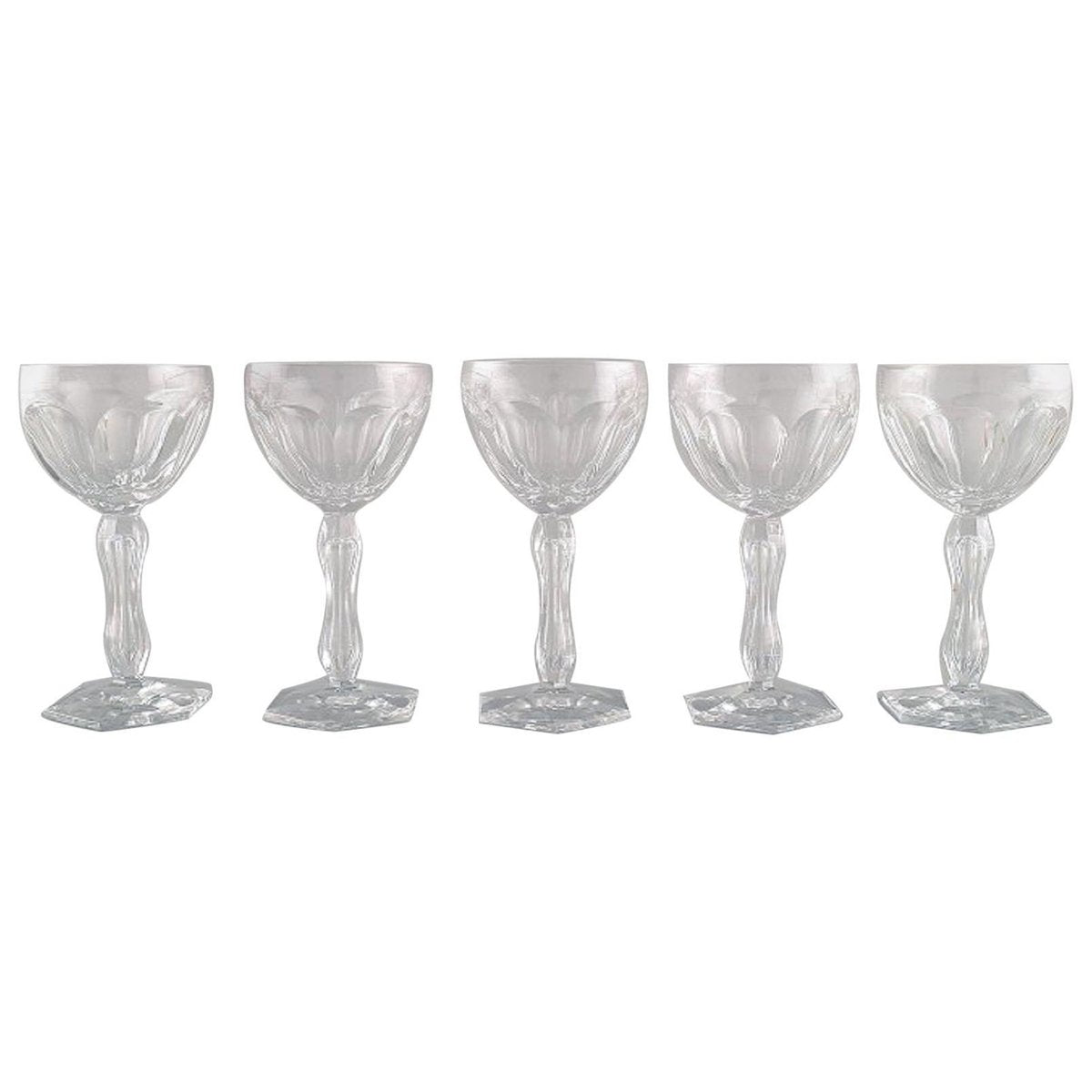 Lalaing Glasses in Mouth Blown Crystal Glass from Val St. Lambert, Belgium, 1950s, Set of 5