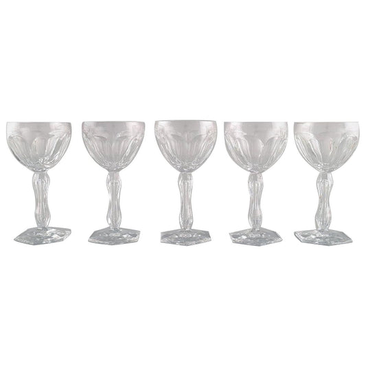 Lalaing Glasses in Mouth Blown Crystal Glass from Val St. Lambert, Belgium, 1950s, Set of 5