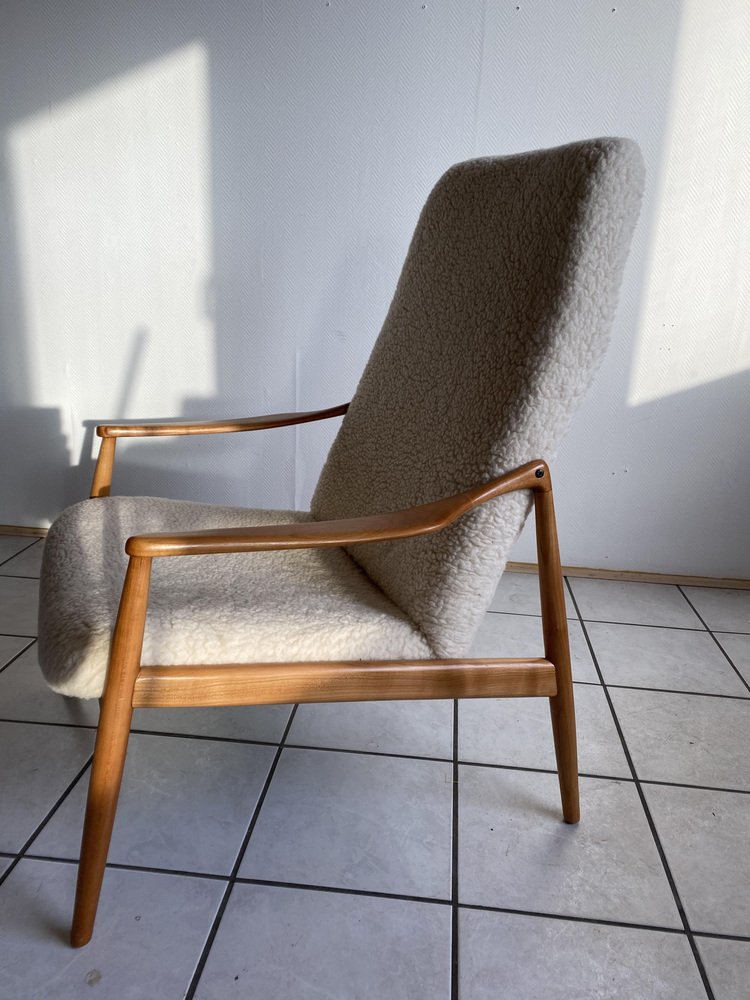 Lambskin Armchair by Wilkhahn Hartmut Lohmeyer, 1950s