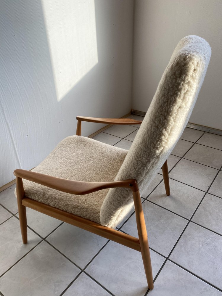 Lambskin Armchair by Wilkhahn Hartmut Lohmeyer, 1950s