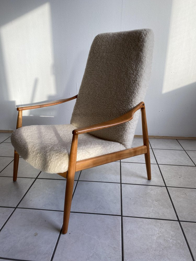 Lambskin Armchair by Wilkhahn Hartmut Lohmeyer, 1950s