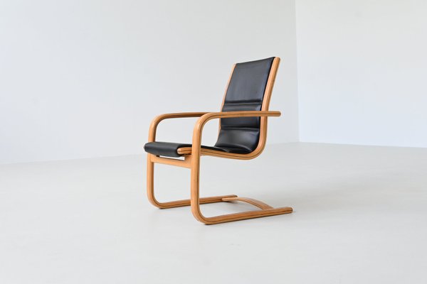 Lamello Lounge Chair in Black Leather by Yngve Ekström for Swedese, 1960s-BXV-2021740