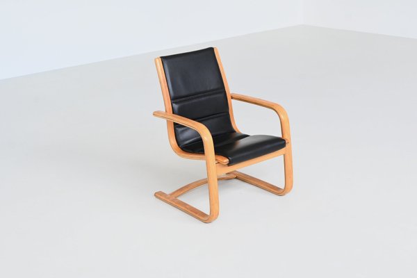 Lamello Lounge Chair in Black Leather by Yngve Ekström for Swedese, 1960s-BXV-2021740