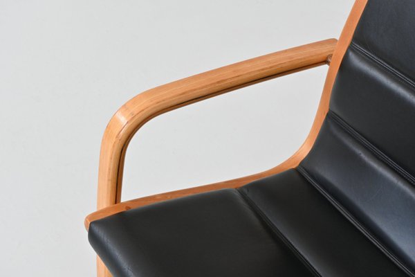 Lamello Lounge Chair in Black Leather by Yngve Ekström for Swedese, 1960s-BXV-2021740