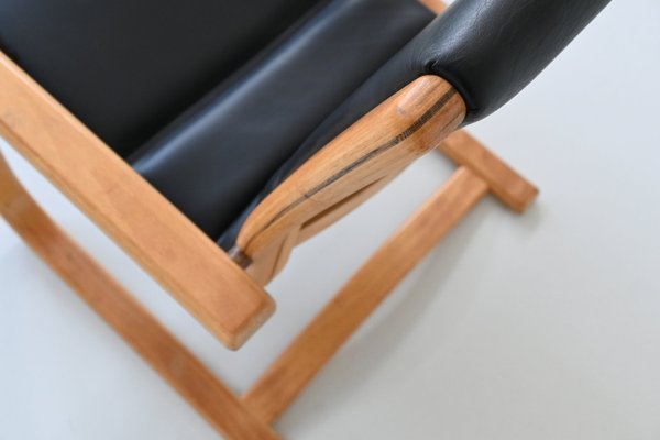 Lamello Lounge Chair in Black Leather by Yngve Ekström for Swedese, 1960s-BXV-2021740