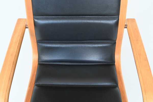 Lamello Lounge Chair in Black Leather by Yngve Ekström for Swedese, 1960s-BXV-2021740