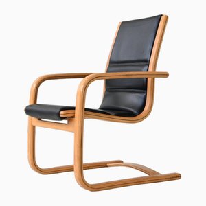 Lamello Lounge Chair in Black Leather by Yngve Ekström for Swedese, 1960s-BXV-2021740