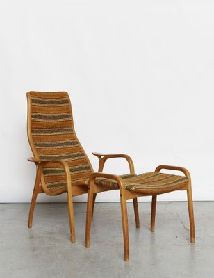 Lamino Easy Chair and Ottoman by Yngve Ekström for Swedese, 1970s, Set of 2-XE-1800395