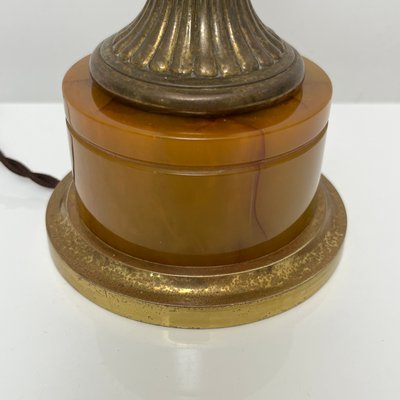 Lamp Base in Amber Bakelite and Golden Brass in the style of Maison Jansen-XOM-2025974