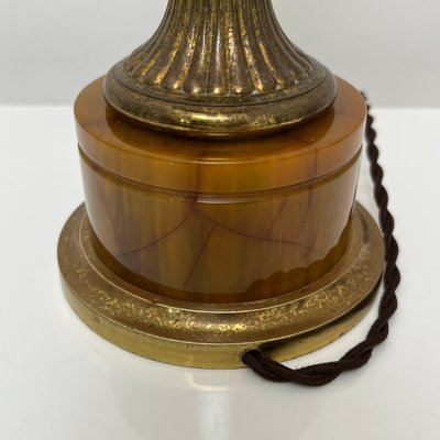 Lamp Base in Amber Bakelite and Golden Brass in the style of Maison Jansen-XOM-2025974