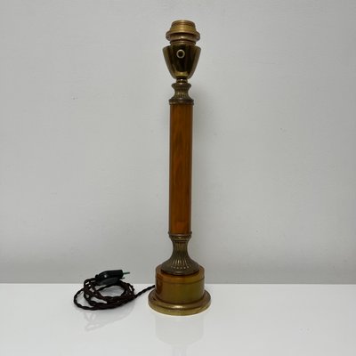 Lamp Base in Amber Bakelite and Golden Brass in the style of Maison Jansen-XOM-2025974