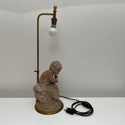 Lamp Base in Patinated Terracotta Plaster by Cherubin Enfant-XOM-2026018