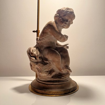 Lamp Base in Patinated Terracotta Plaster by Cherubin Enfant-XOM-2026018