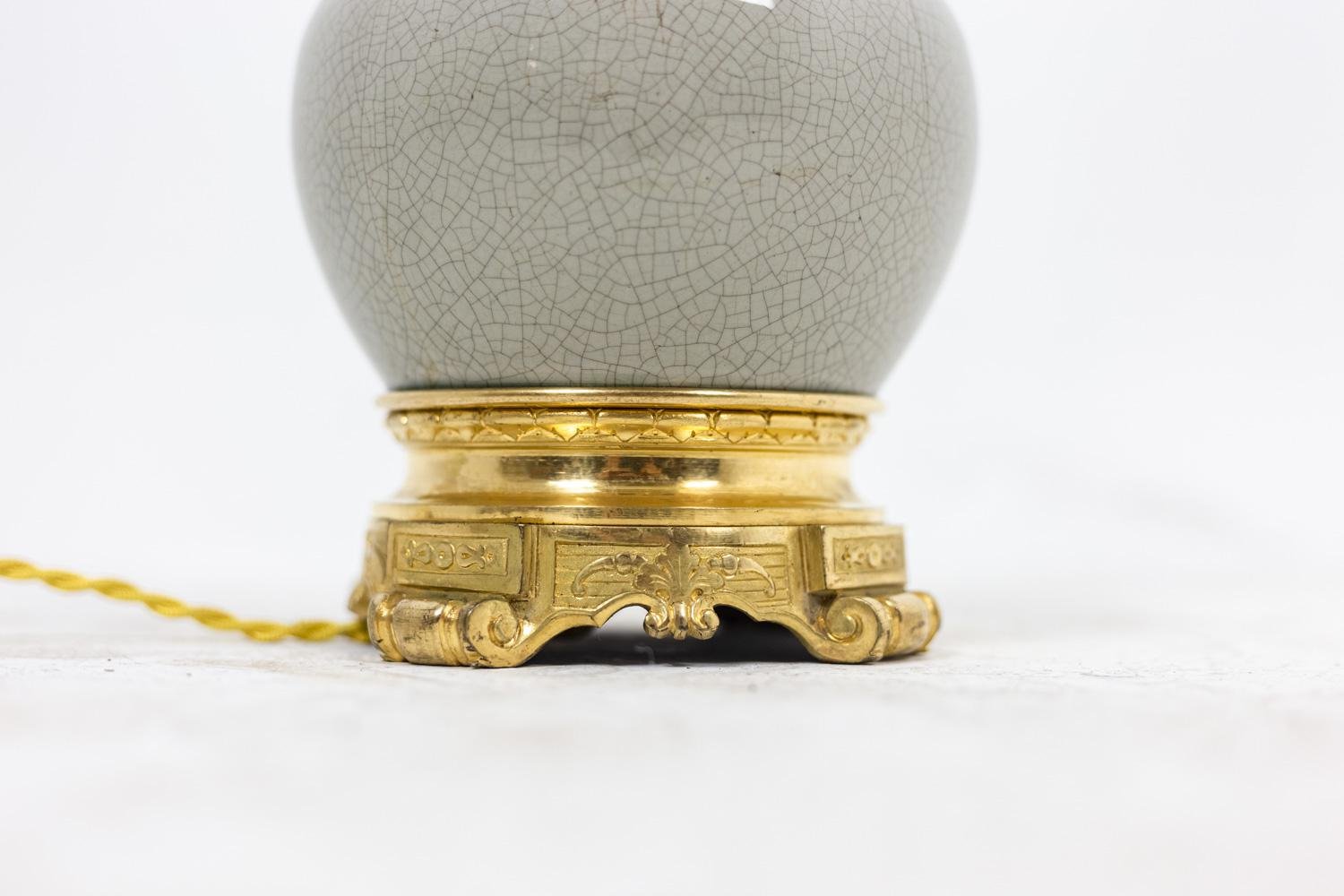 Lamp in Cracked Celadon Porcelain and Gilt Bronze, 1880s