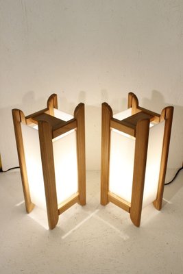 Lamps in Beech & Acrylic Glass by Alain Gaubert, France, 1980s, Set of 2-XIJ-1104319