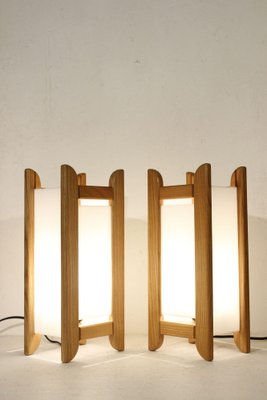 Lamps in Beech & Acrylic Glass by Alain Gaubert, France, 1980s, Set of 2-XIJ-1104319