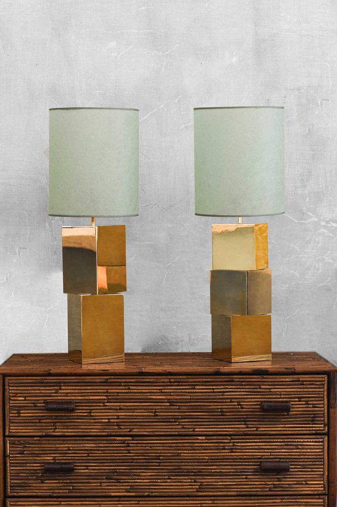 Lamps with Brass Modules by Umberto Mantineo, Set of 2