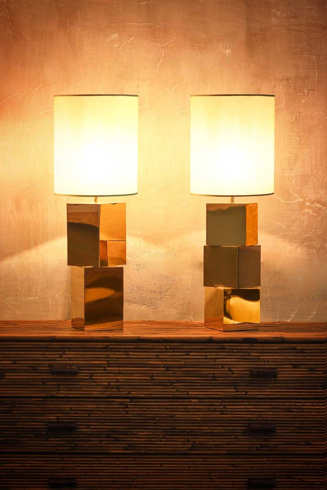 Lamps with Brass Modules by Umberto Mantineo, Set of 2