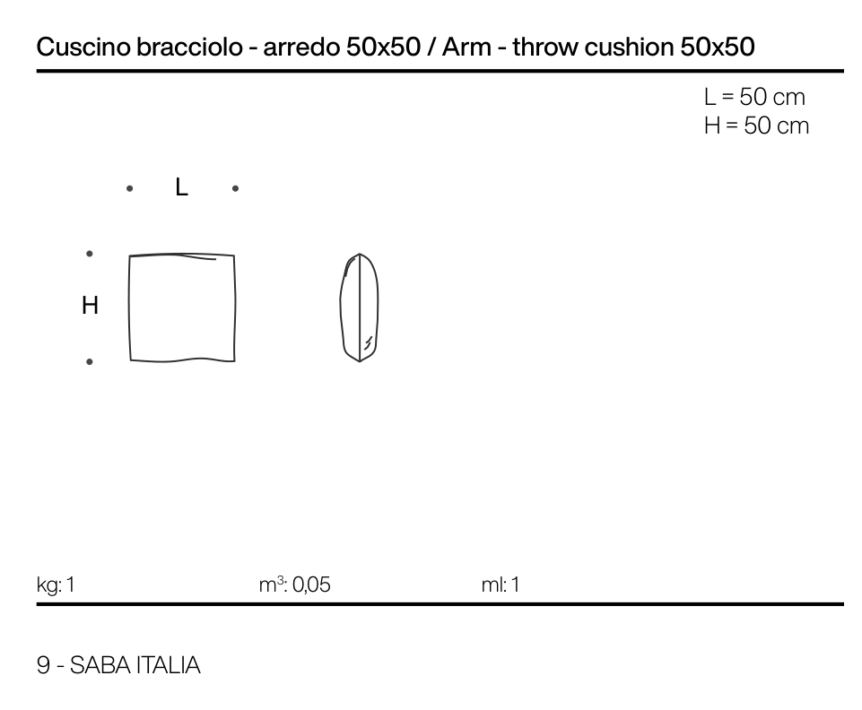 LAND Arm Throw Cushion 50×50