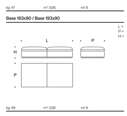 LAND Base 193×90 (W193×D90×H42)