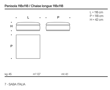 LAND Penisola 118×118 (W118×D118×H42)