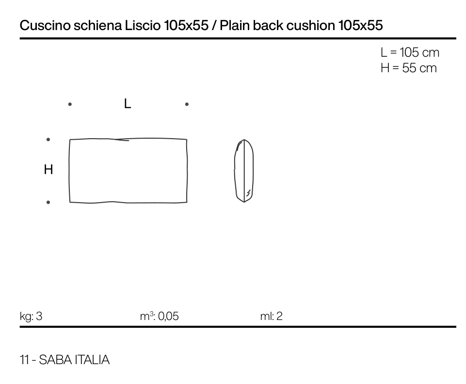 LAND Plain Cushion 105×55