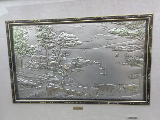 Landscape Bas-Relief on 925 Silver Plate by G. Lombardi, 1950s-ZFY-1736816