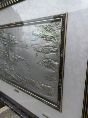 Landscape Bas-Relief on 925 Silver Plate by G. Lombardi, 1950s-ZFY-1736816