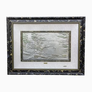 Landscape Bas-Relief on 925 Silver Plate by G. Lombardi, 1950s-ZFY-1736816