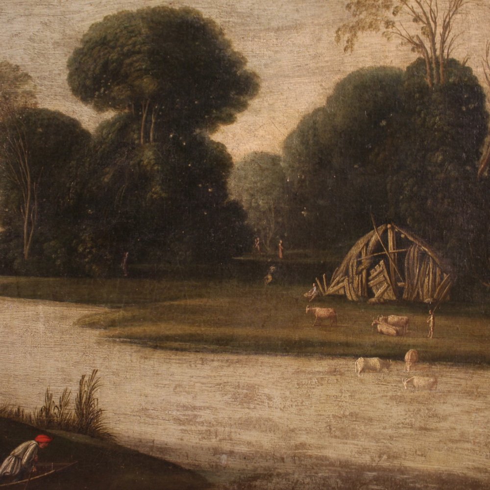 Landscape, Early 18th Century, 1720s, Oil on Canvas, Framed