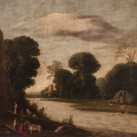 Landscape, Early 18th Century, 1720s, Oil on Canvas, Framed