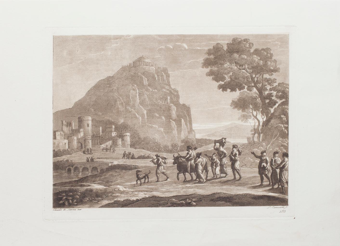 Landscape - Etching and Aquatint on Paper by L. Caracciolo After C. Lorrain 1815