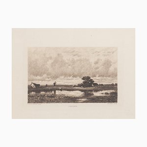 Landscape Etching by C. Pinet after-Jules Dupré, 19th Century-ZCI-786883