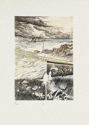 Landscape Etching on Paper by Mario Logli-ZCI-765165