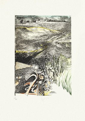 Landscape Etching on Paper by Mario Logli-ZCI-765166