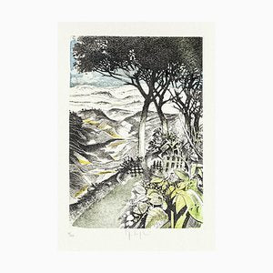 Landscape Etching on Paper by Mario Logli-ZCI-765163