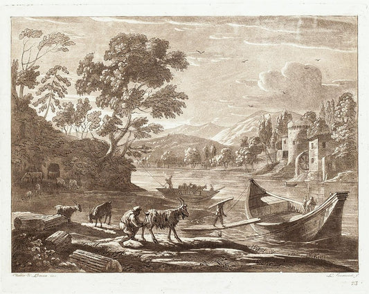 Landscape from Liber Veritatis - B/W Etching after Claude Lorrain - 1815 1815