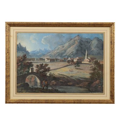 Landscape, Gouache on Cardboard, 1800s, Framed-VMM-2023917