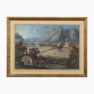 Landscape, Gouache on Cardboard, 1800s, Framed-VMM-2023917