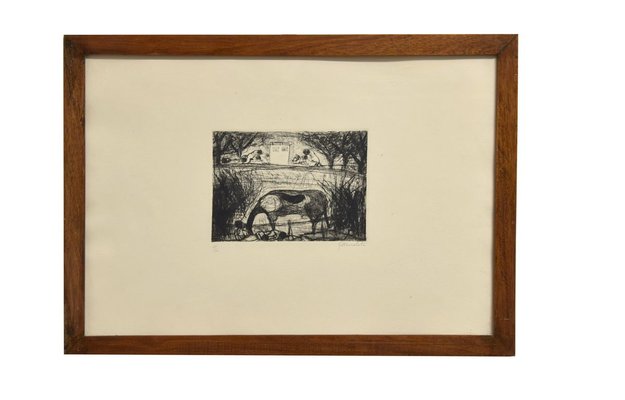 Landscape - Original Etching by N. Gattamelata - Late 20th Century Late 20th Century-ZCI-758356