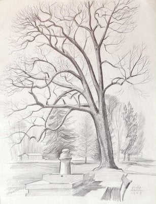 Landscape - Original Pencil on Paper by Emile Deschler - 1987-ZCI-911981