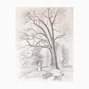 Landscape - Original Pencil on Paper by Emile Deschler - 1987-ZCI-911981