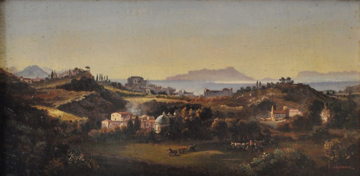 Landscape, School of Posillipo Napoli, Oil on Canvas