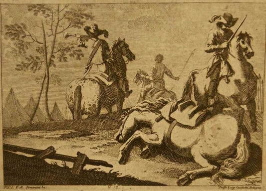 Landscape - Soldiers on Horseback - Original Etching by F. Simonini - 1720 ca. 1720 ca.