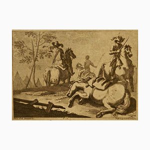 Landscape - Soldiers on Horseback - Original Etching by F. Simonini - 1720 ca. 1720 ca.-ZCI-757918